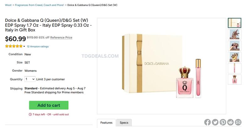 DOLCE & GABBANA Q GIFT SET — $60.99