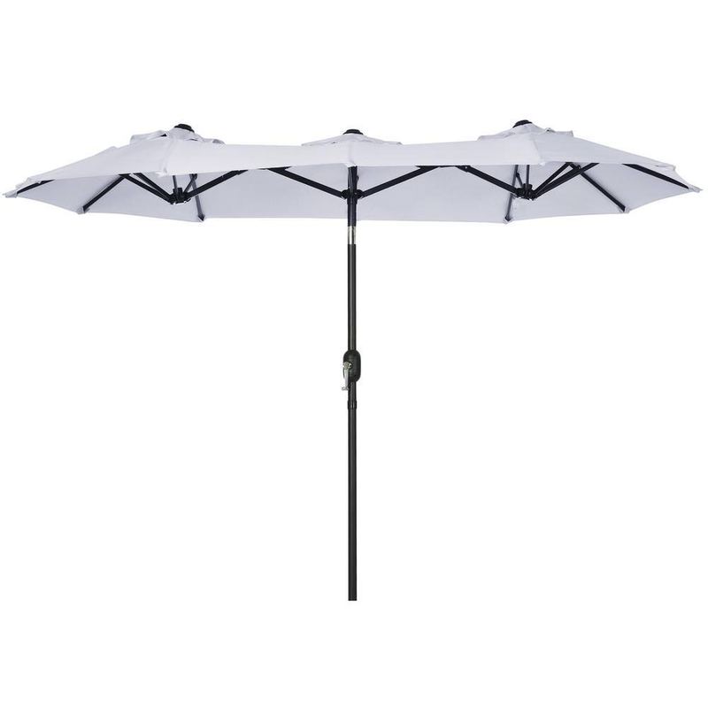 Otryad - Double-Sided Patio Umbrella 9.5ft Large Outdoor Market Umbrella with Push Button Tilt and Crank, 3 Air Vents in White