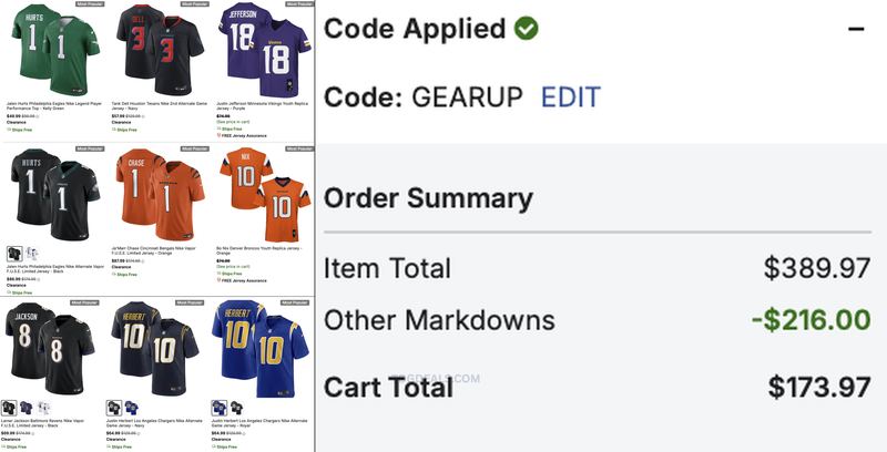 NFL JERSEYS CLEARANCE + SHIPS FREE AT FANATICS