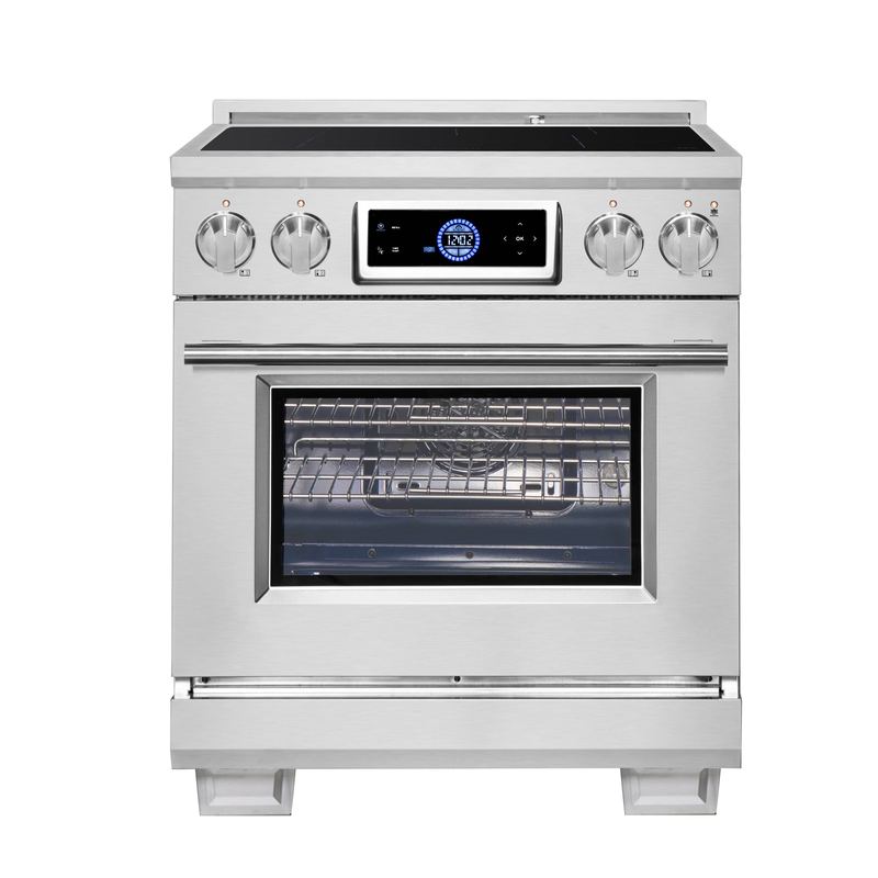 Forno Appliances - 30 in. Wide 2 Elements Maximus 4.32 Cu. Ft. Freestanding Electric Induction Range with Air Fryer - Stainless Steel