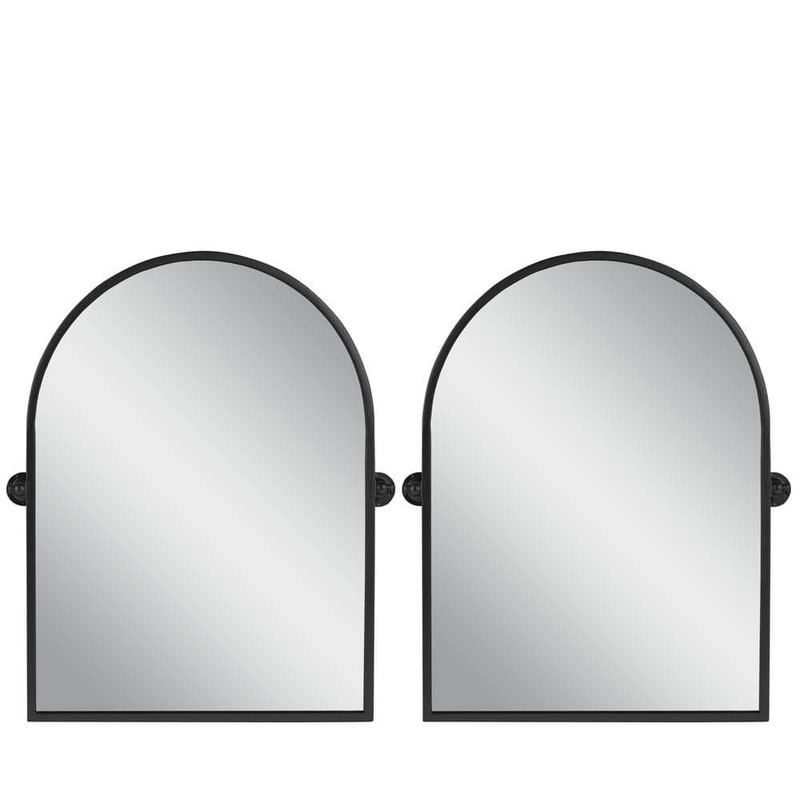 Dovelina - 24 in. W x 36 in. H Modern Rectangle Metal Framed Pivoted Wall Vanity Mirror 2-PCS