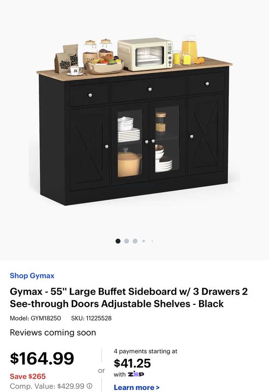 $430 BUFFET CABINET FOR $165