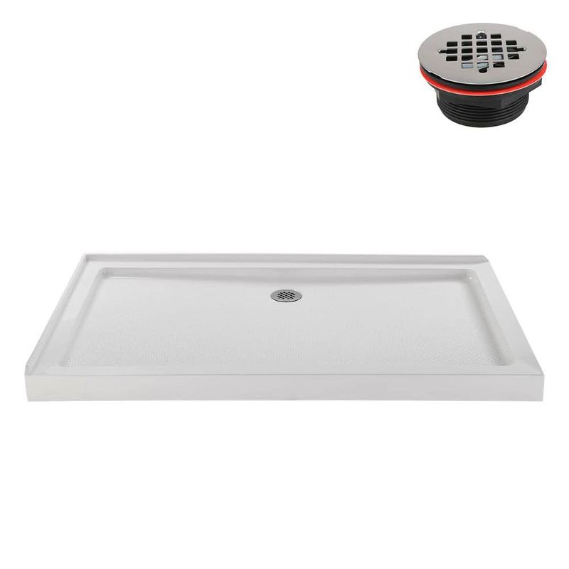 Streamline - NT-354-600-RH 60 in. x 30 in. Corner Acrylic Shower Pan Base, Glossy White with Right Drain, ABS Drain Included