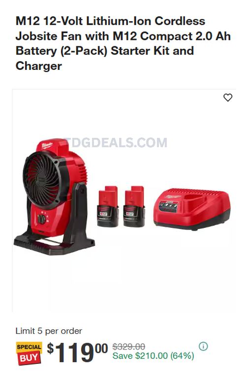MILWAUKEE M12 FAN KIT $119