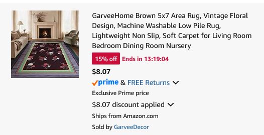 5x7 Area Rug for $8