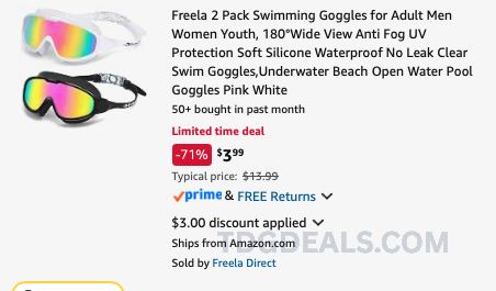 $3.99 for pack of 2 Swimming goggles