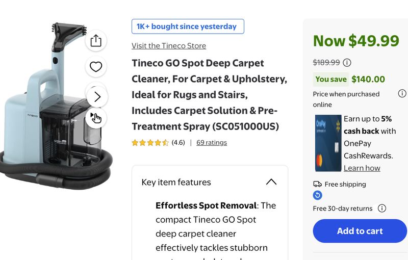 $190 - Tineco Carpet Cleaner🧹