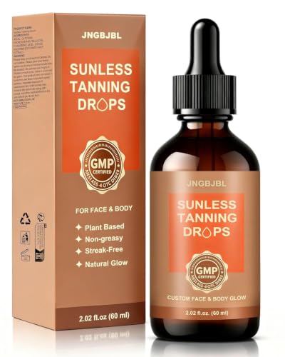 JNGBJBL Sunless Tanning Drops for Face & Body, Plant Based Self Tanner Drops, Customizable Glow Bronzing Serum, Streak-Free, All Skin Tones, 60ml (2.2Fl Oz)