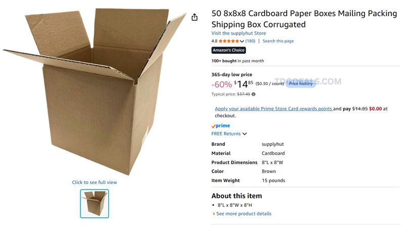 $15 50-Pack 8x8x8 Shipping Boxes