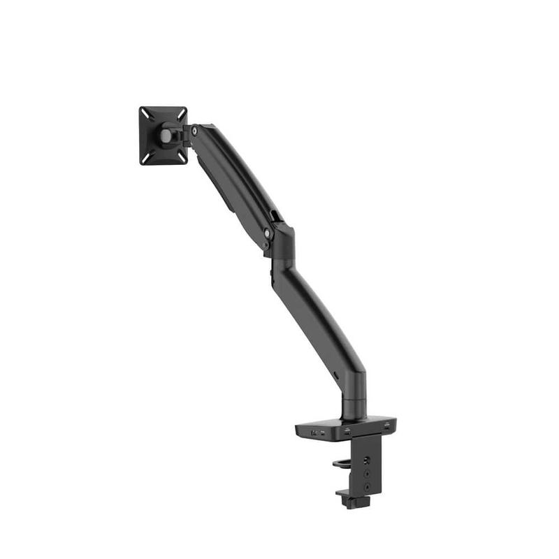 ERGOAV - Single Monitor Desk Mount with Built-in Hub for Monitors Up to 34 in. and 22 lbs.