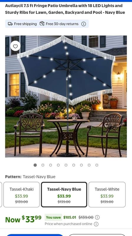 🔥 $105 OFF 7.5 FT LED PATIO UMBRELLA 🔥