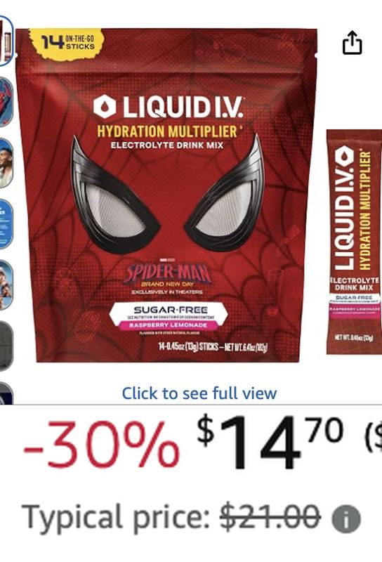 Spider-Man Raspberry Lemonade Liquid IV is on sale 🔥 🥤 🕷️