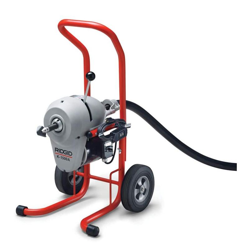 RIDGID - K-1500A Sectional Machine for 2-8 in. Lines, with A-1 Mitt, A-12 Pin Key, and Rear Guide Hose