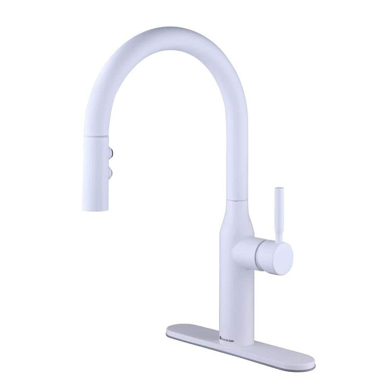 Glacier Bay - Upson Single-Handle Pull-Down Sprayer Kitchen Faucet in Matte White