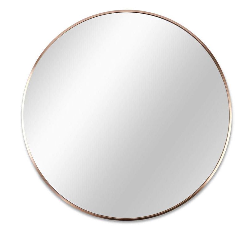 Qualler - 24 in. W x 24 in. H Round Metal Frame Wall Bathroom Vanity Mirror in Gold