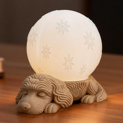 WISUCL Cute Dog Lamp, Rechargeable Battery Powered Bedside Lamp, 3 Color Temperature Dimmable Cordless Lamp, USB C Charging Touch Lamp for Bedroom, Nightstand, Nursery