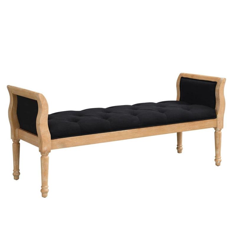 CHRISTOPHER KNIGHT HOME - Griswald 52 in. Charcoal Grey Bedroom Fabric Upholstered Bench with Curved Arms