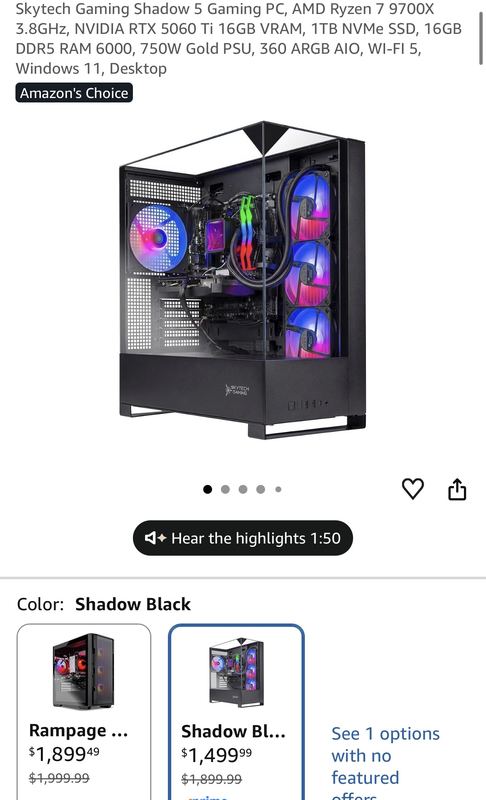 Lowest price we’ve seen on this Skytech Gaming Shadow 5 desktop.