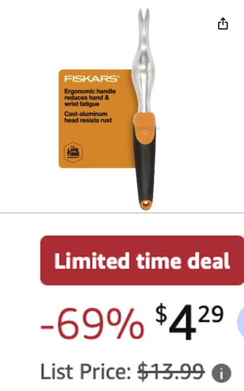-69% OFF Fiskars Ergo Garden Hand Weeder Tool