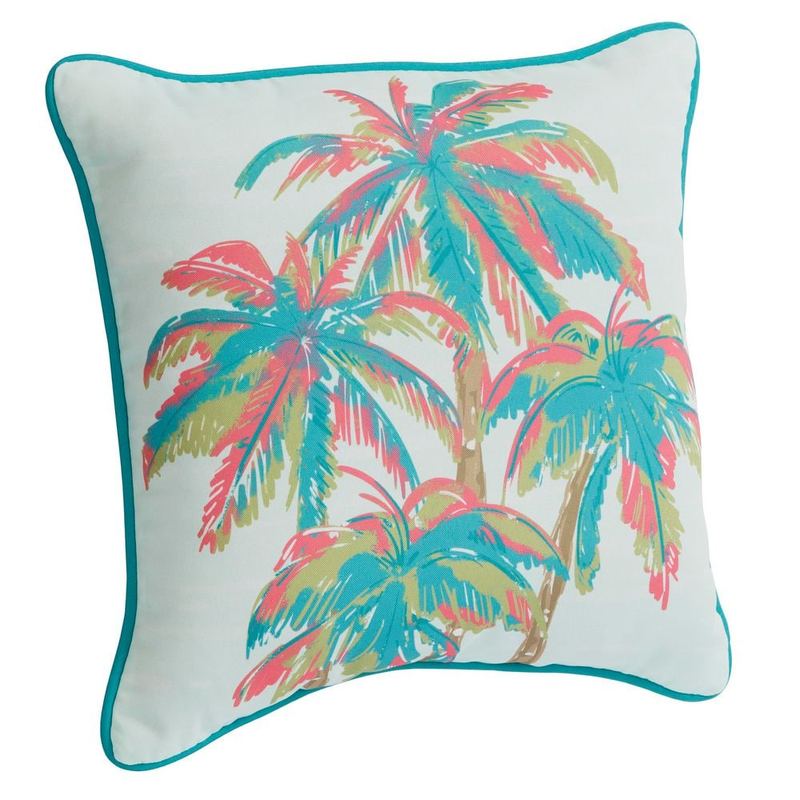 Hampton Bay - 18 in. x 18 in. Outdoor Patio Throw Pillow in Palm Trees