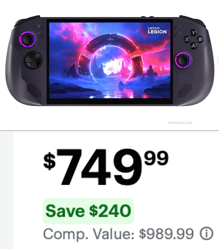 $989.99 LENOVO LEGION GO S STEAMOS HANDHELD FOR $749.99