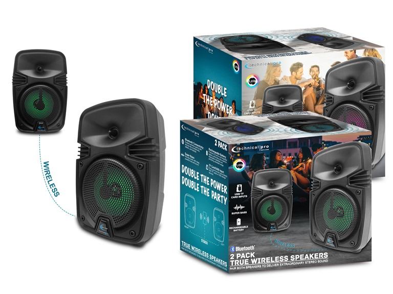 Portable 4" LED Bluetooth Speaker (2pk)