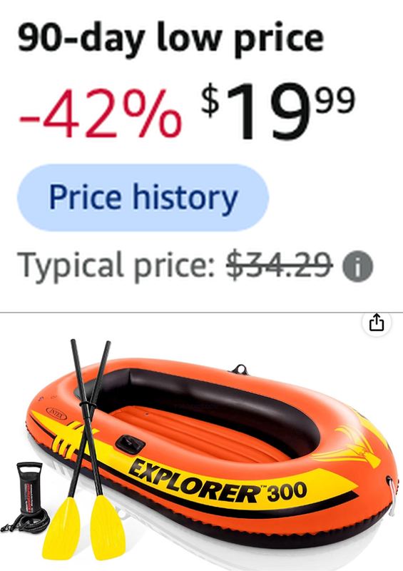 $19.99, 90-day low on this Compact Inflatable Boat 🚣