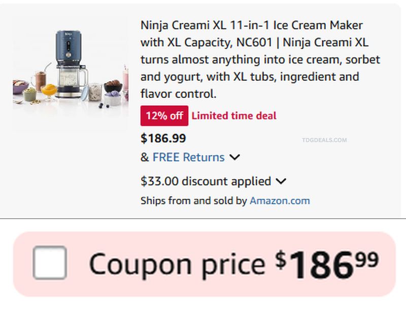 NINJA CREAMI XL FOR $186.99 🍨