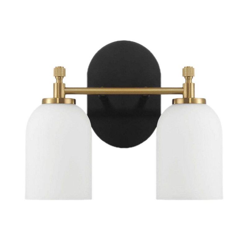 TOBILI - 5.5 in. 2 Light Black Wall Sconce with Double Shade No Bulbs Included