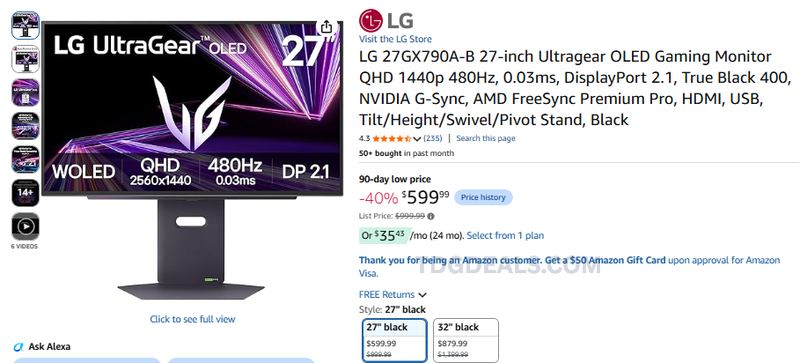 LG 480Hz OLED GAMING MONITOR $599 🖥️