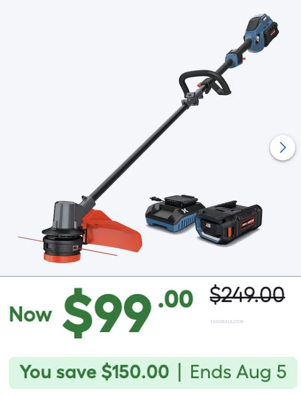$249 60V 16-IN STRAIGHT SHAFT BATTERY STRING TRIMMER NOW $99