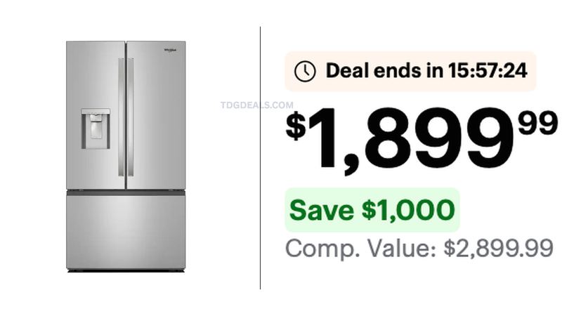 $2,899.99 WHIRLPOOL 30 CU. FT. FRIDGE FOR $1,899.99