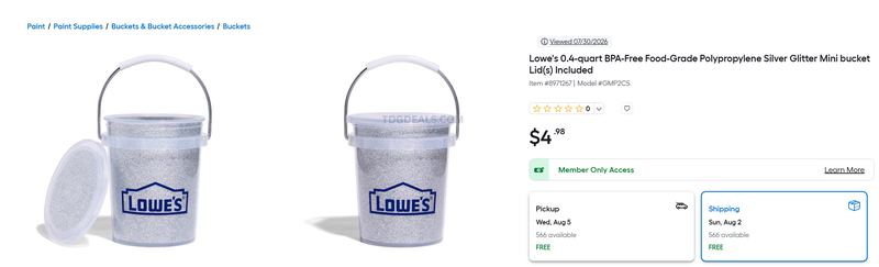 LOWE’S GLITTER MINI BUCKET — $4.98