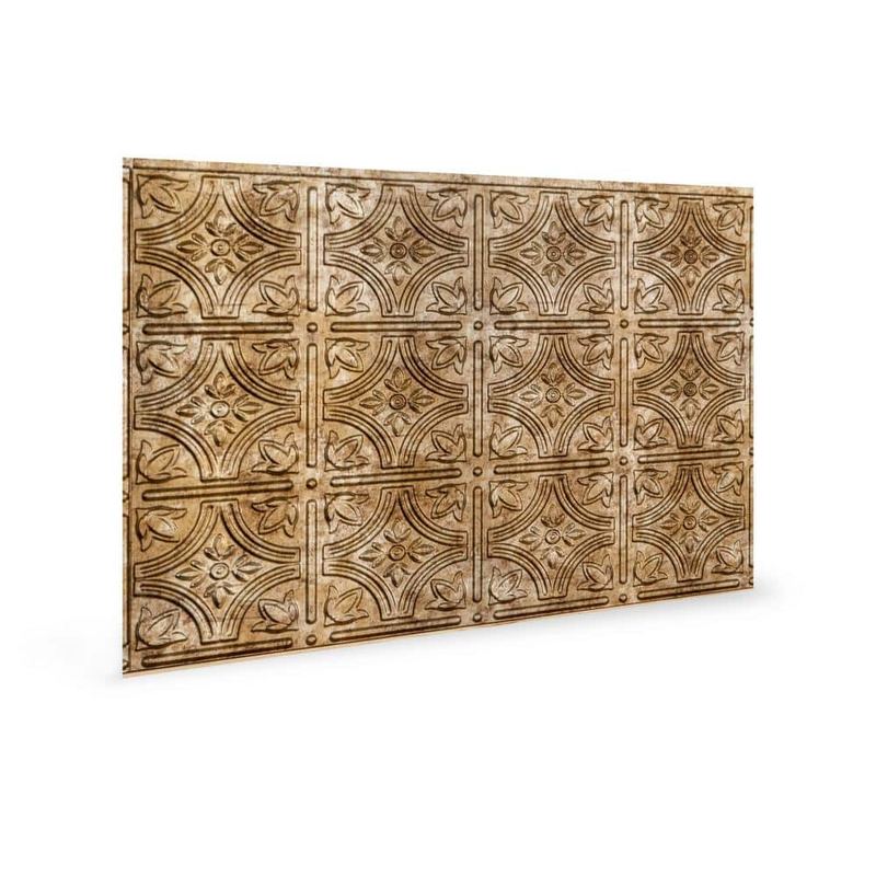 INNOVERA DÉCOR BY PALRAM - 24.3 in. x 18.5 in. Empire Decorative 3D PVC Backsplash Panels in Bronze 12-Pieces