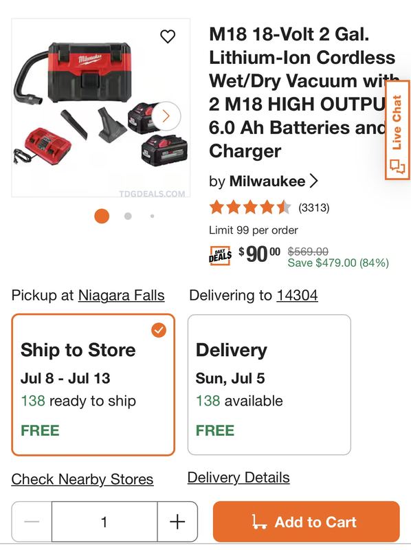 🚨 MILWAUKEE M18 2-GAL CORDLESS VAC + (2) HIGH OUTPUT 6.0AH BATTERIES & RAPID CHARGER FOR $90