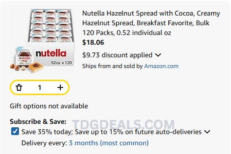 120 NUTELLA PACKS FOR $18.06 🍫