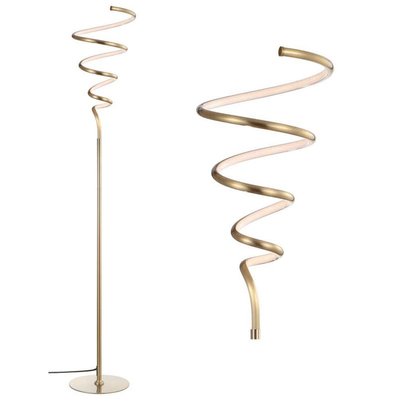 JONATHAN Y - Scribble 60.5 in. Gold Modern Metal Integrated LED Floor Lamp