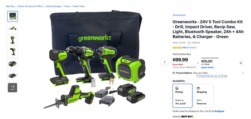 GREENWORKS 5-TOOL KIT DEAL 🛠️