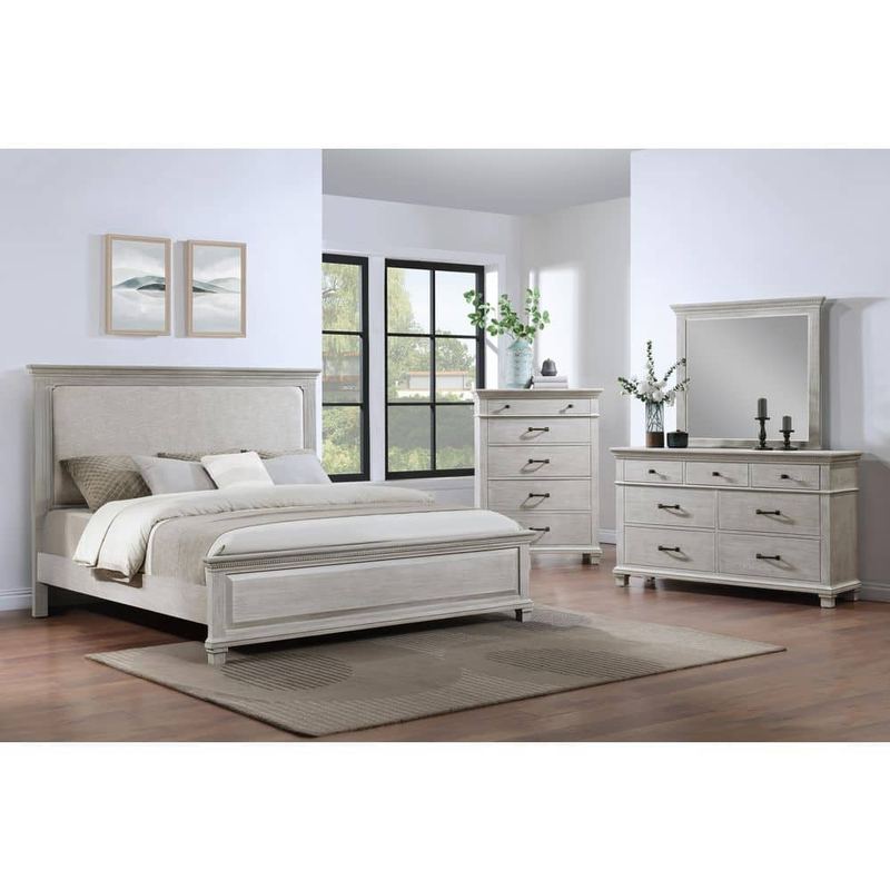 NEW CLASSIC HOME FURNISHINGS - New Classic Furniture Silver Sands 4-Piece Gray Wood King Bedroom Set with Chest