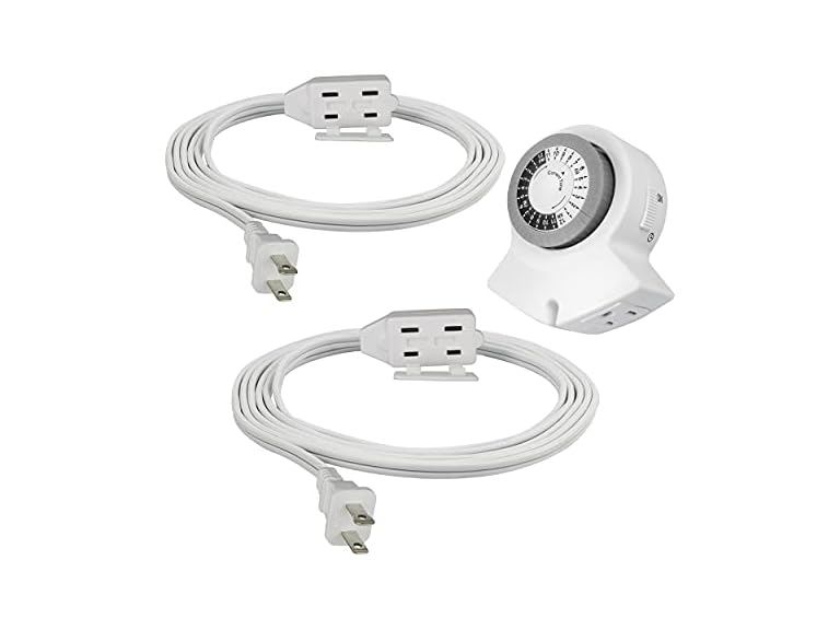Clear Power 3 Outlet Indoor Extension Cord - 2 Outlet Timer