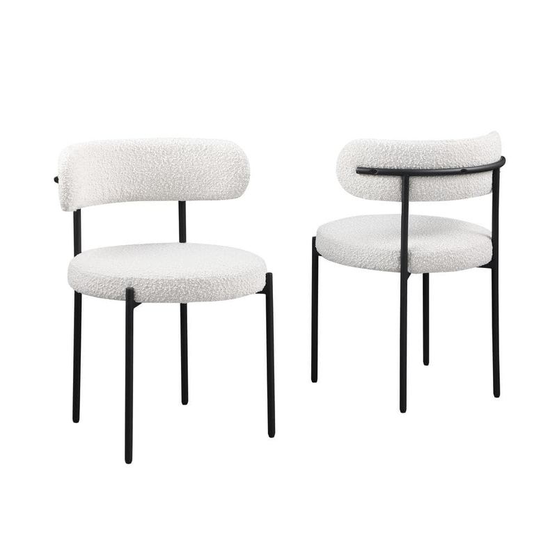 Best Master Furniture - Drexel 30 in. H Boucle Fabric Cream Dining Chairs (Set of 2)