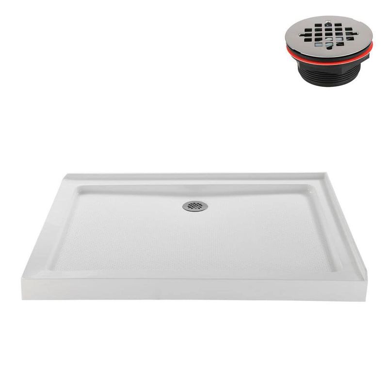 Streamline - NT-376-484-LF 48 in. L x 34 in. W Corner Acrylic Shower Pan Base, Glossy White with Left Drain, ABS Drain Included