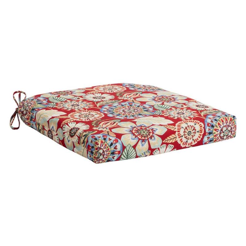 Hampton Bay - 20 in. W x 20 in. D Universal Outdoor Seat Pad in Red Floral