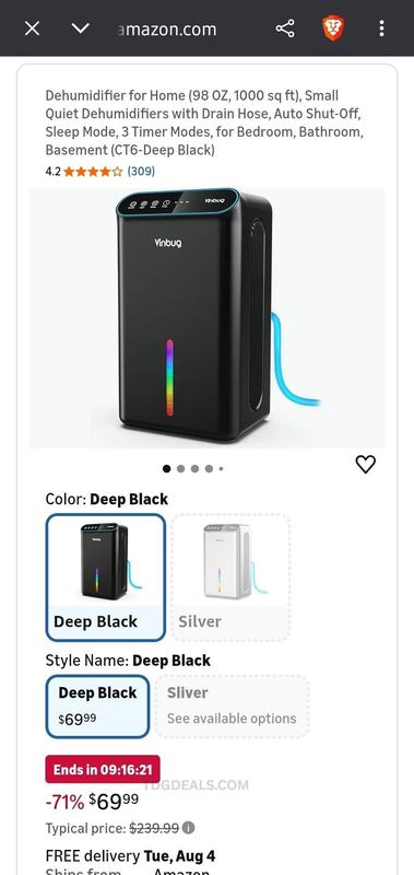 $239.99 Vinbug 98 Oz Dehumidifier for $69.99