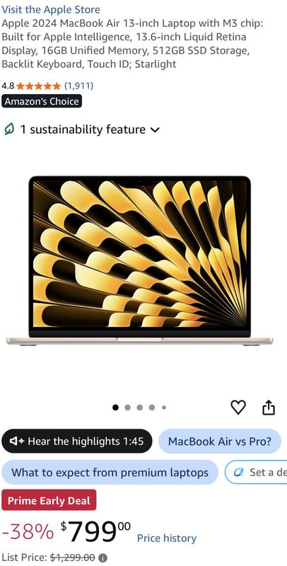 MacBook Air (2024) for $799