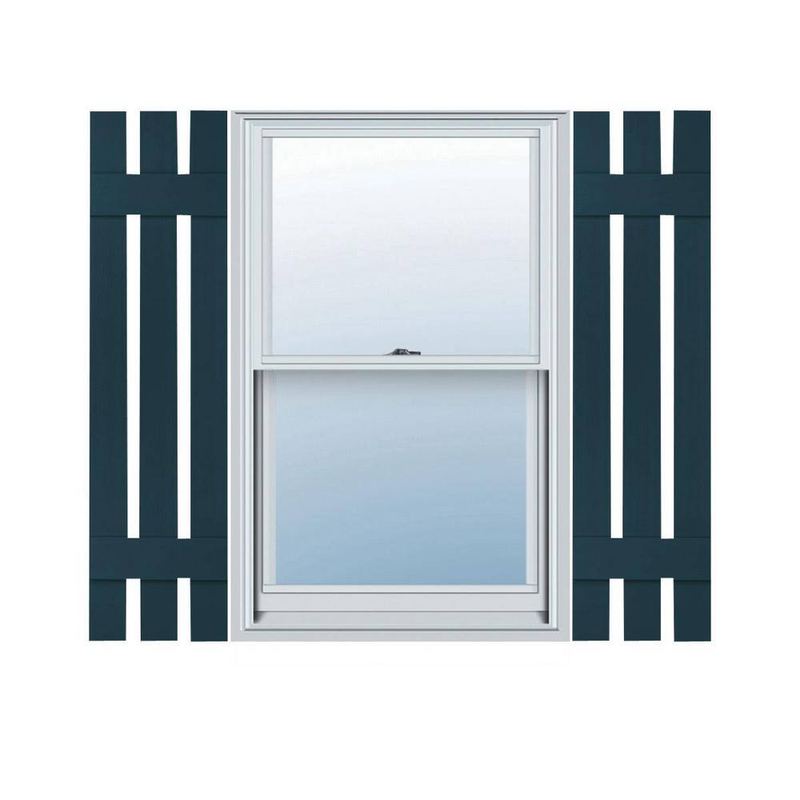 Builders Edge - 12 in. W x 45 in. H TailorMade Three Board Spaced (2 Batten), Board-n-Batten Shutters - Midnight Blue