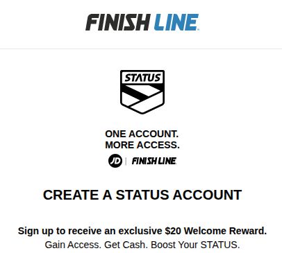 FINISHLINE!! CREATE A NEW ACCOUNT AND GET $20 TO SPEND
