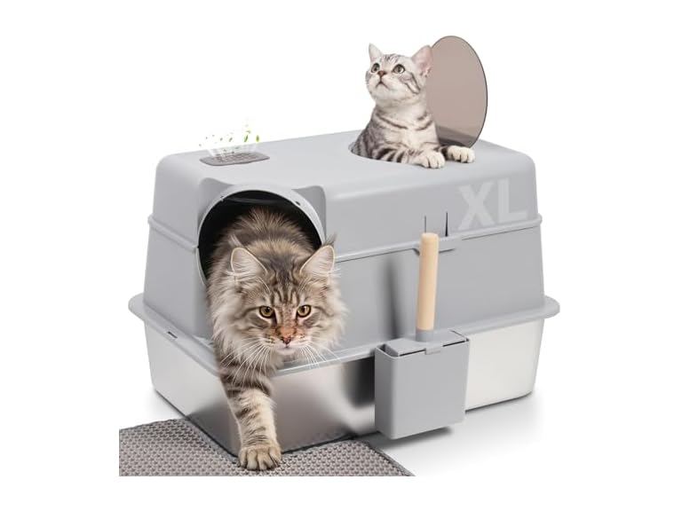 Exovyn Stainless Steel Litter Box with Lid,XL
