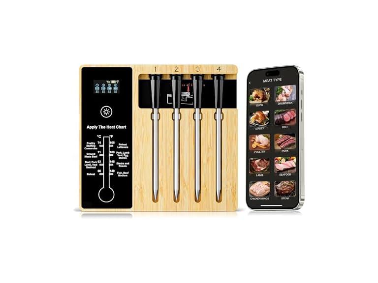 Smart Wireless Meat Thermometer 4 Probes