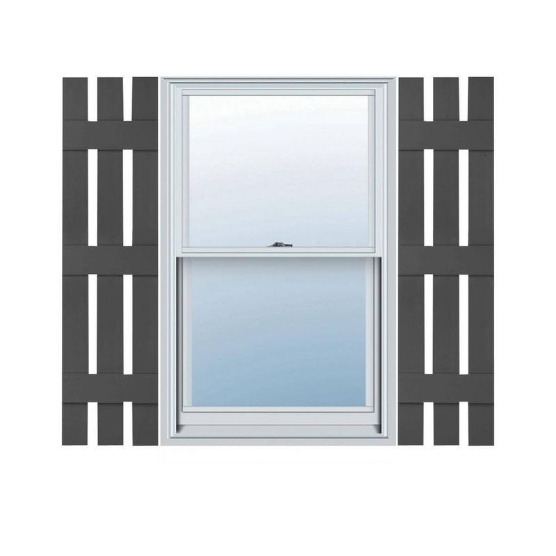 Builders Edge - 12 in. W x 74 in. H TailorMade Three Board Spaced (3 Batten), Board-n-Batten Shutters - Tuxedo Grey